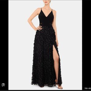 Xscape / Aqua Floral Appliqué Gown - Altered to close mesh cutouts - Size 12